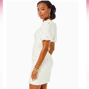 NWT Lilly Pulitzer Citra Organza Shift in Resort White Perfect Petals Jacquard